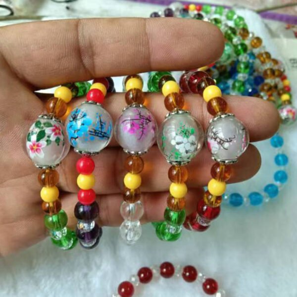 Randomly painted single bead bracelet