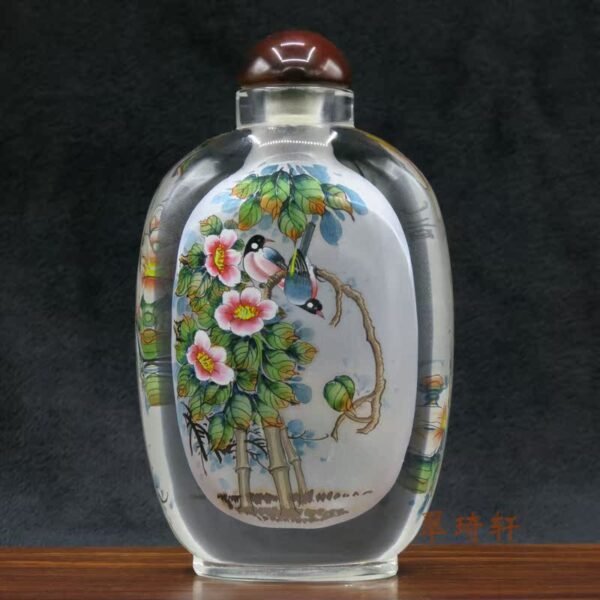 Purely handmade DIY inner painting of flowers and birds, traditional snuff bottle, handmade painting, gift selection