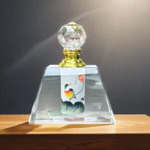 Pure handmade DIY inner painting perfume bottle square lotus bird handmade painting gift for women