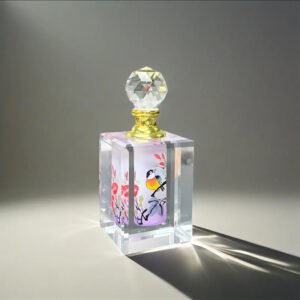 Pure handmade DIY inner painting perfume bottle purple trumpet flower bird handmade painting gift for women